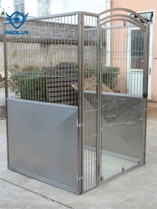 야외용 전문 대형견 켄넬 6X4X8 견고한 플라스틱 트레이 스테인리스 스틸 프레임 - Product Image 6