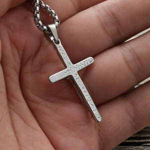 Colgante de cruz de acero inoxidable, collar para hombre, Color plateado, joyería religiosa, regalo para hombres, estilo Punk a la moda GF90 - Product Image 2