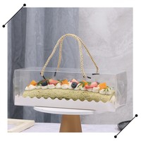 Reposteria grande boîte d'emballage rectangulaire transparente en PET avec couvercle suisse pour rouleaux boîte à gâteau brownie portable à main accessoires pour gâteaux pâtissiers