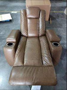 VANBOW <span class=keywords><strong>Fauteuil</strong></span> inclinable électrique Style européen Sièges de cinéma Salle de séjour Fonction chaise longue Cadre en bois Tissu extensible - Product Image 2