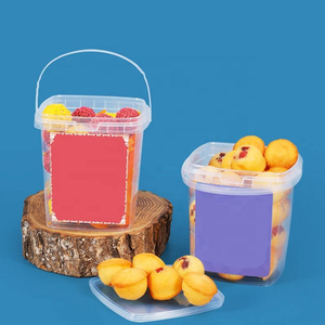 Seau à poignée d'emballage alimentaire carré en plastique transparent de qualité alimentaire avec couvercle - Product Image 6