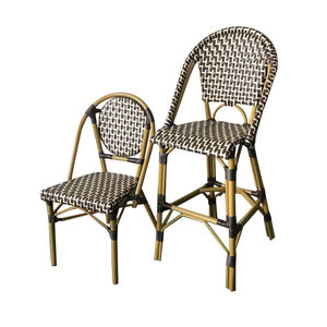 Silla de Bar Ligera Estilo Bistro Francés, de Bambú y Ratán, para Uso en Exteriores, Cafés y Restaurantes - Product Image 1