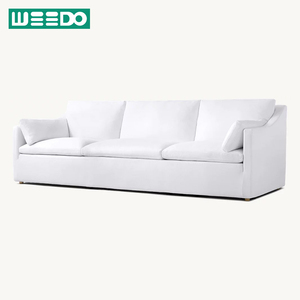 Canapé-lit Chesterfield moderne en bois massif, modulaire, extensible, confortable, rembourré, garnissage en éponge, lin - Product Image 4