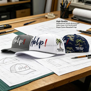 Gorra de Béisbol OEM Personalizada de 5 Paneles con Logotipo Bordado en 3D, Impermeable, con Orificios Cortados con Láser, Gorra de Golf de Poliéster con Cuerda - Product Image 1
