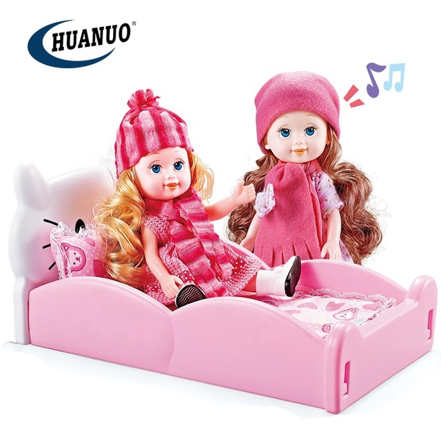 Lovely Kids Other Pretend Play Doll House Bedroom Toy 9 Inch Dolls With Sound and Furniture