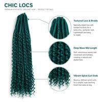 Extensions de cheveux synthétiques ondulés pour femmes, tresses au crochet style bohème vert uni, avec boucles aux extrémités