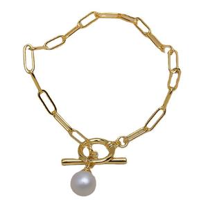 S925 <b>Silver</b> Thick Cross Chain <b>Bracelet</b> for <b>Men</b> and Women Baroque Hollow Accessory Pearl Jewelry with Cross Design - Product Image 5