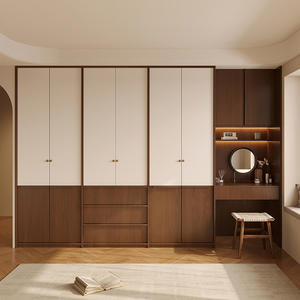 Armoire en <span class=keywords><strong>bois</strong></span> de style rétro luxueux avec coiffeuse, <span class=keywords><strong>portes</strong></span> en <span class=keywords><strong>bois</strong></span> massif pour chambres à coucher, meubles de chambre à coucher, appartement - Product Image 1