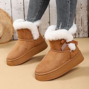 Bottes courtes pour femmes, design tendance, semelle épaisse, doublées, antidérapantes, pour la randonnée en plein air, bottes d'hiver antidérapantes, mini bottes de neige classiques - Product Image 1