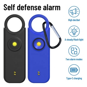 Sirène anti-voleur rechargeable Alarme personnelle Dispositif d'alarme d'autodéfense Porte-clés Alarme sonore avec flash lumineux - Product Image 5
