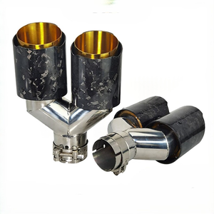 Embout d'<span class=keywords><strong>échappement</strong></span> universel 34, en Y, double <span class=keywords><strong>tube</strong></span>, en fibre de carbone et acier inoxydable doré, <span class=keywords><strong>pour</strong></span> <span class=keywords><strong>échappement</strong></span> automobile - Product Image 1