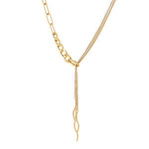 Роскошное колье из нержавеющей стали с длинной кисточкой, цепочка с кубинскими звеньями, модное золотое ожерелье, ювелирные изделия для женщин - Product Image 6