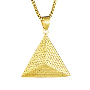 2019 Hot Sale Stainless steel Egyptian pyramid shape Plating gold men women necklace pendant