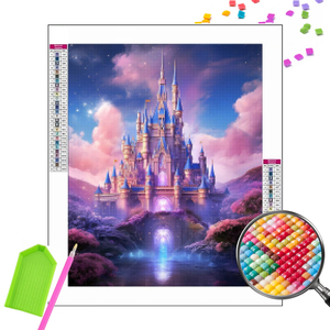 Kit Pittura Diamante Fai da Te per Bambini, Ingrosso, 5D Full Drill, Castello dei Sogni della Principessa con Nuvole Rosa, Decorazione Artistica per la Casa - Product Image 1