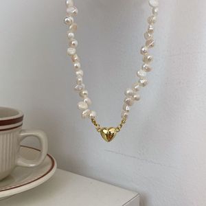 Moda doğal tatlısu barok uzun inciler manyetik kalp kolye - Product Image 1