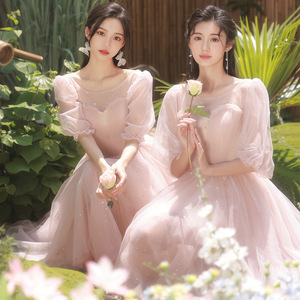 Pink Bridesmaid Dresses A-Line Tulle Sweetheart Neckline Natural Waist Candy Color Women's Wedding Party Dress 2025 New Style - Product Image 2