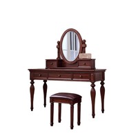 Coiffeuse multifonctionnelle de style américain vintage et campagnard pour chambre à coucher, en bois massif, avec miroir, inspirée des anciennes richesses, en noyer noir