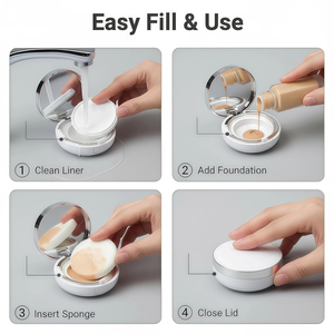 Hot Sale Portable Cosmetic air Cushion Box Plastic <b>Compact</b> <b>Powder</b> Case with Mirror - Product Image 3