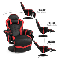 Chaise de jeu chauffante et massante avec repose-pieds réglable, chaise de jeu pivotante avec porte-gobelet et poche latérale, chaises de course pivotantes à 360°