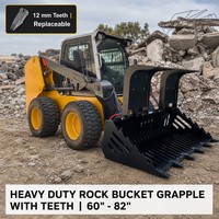Godet à roches pour mini-chargeuse compacte, ouverture de pince de 1 160 mm, dents de 12 mm, 16 MPa, 60 LPM, fixation à double bras de pince