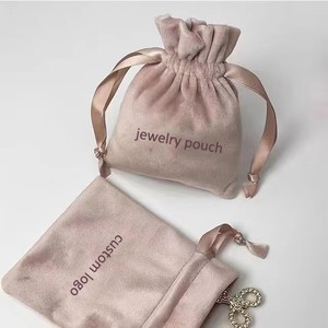 Customized Soft Flannel Drawstring Jewelry Pouch Small Velvet Cosmetic Gift <b>Bag</b> Patterned Letters Customizable Necklace Storage - Product Image 1