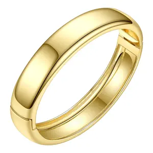 Gelang manset lebar berkilau mode perhiasan kuningan berlapis emas 18K kualitas tinggi gelang aksesori untuk hadiah pesta wanita B192029