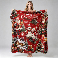 Couverture en flanelle polaire de Noël, motif Père Noël, bonhomme de neige, renne, rouge, douce, chaude, personnalisable, OEM ODM