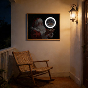 Impression lumineuse LED Néon Père Noël, Art Mural <span class=keywords><strong>de</strong></span> Noël, Impression LED Renne, Cloche <span class=keywords><strong>de</strong></span> Noël encadrée pour Décoration - Product Image 3