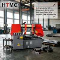 Scie à ruban automatique HTMC GZ4228, moteur contrôlé par PLC, moteur 3kW, vitesse de lame 45m/min, capacité de coupe 280mm, tensionnement manuel