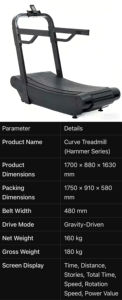 Draagbare, gebogen loopband met magnetische bediening, verstelbare weerstand, commerciële fitnessapparatuur, elektrisch, inloopbaar, van staal - Product Image 4