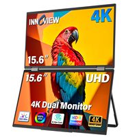InnoView Tragbarer Dual-Monitor 15,6 Zoll 4K 100% SRGB Faltbares Design mit 315 °   Bildschirm-Anpassung DP/USB-C/HDMI Dual-Screen-Erweiterung