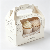 Boîte à pâtisserie en carton recyclable avec fenêtre transparente, conception auto-érectible, taille personnalisable pour l'emballage de gâteaux à la mousse