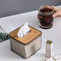 Boîte à mouchoirs élégante de style américain avec couvercle en bambou, support de rangement pour serviettes, fait main, portable, décoration pour la maison, le bureau, la salle de bain, TANGIBLE ZX2072