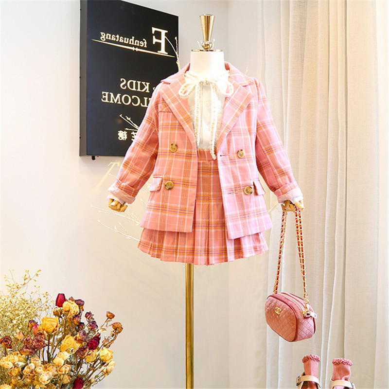HANYI Kid Girls Outfit Clothes Lace Coat+T-Shirt+Short Princess Yarn Skirt 1Set HANYI Kid Girls Outfit Clothes Lace Coat+T-Shirt+Short Princess Yarn Skirt 1Set