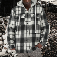Veste bomber à capuche décontractée de haute qualité, nouvelle mode d'automne, style européen et américain, à carreaux, avec fermeture éclair, non tissée, pour hommes