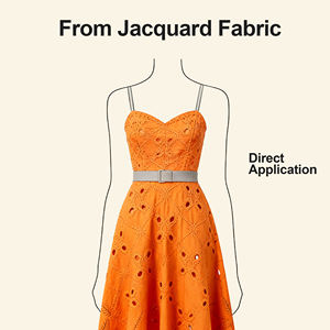 Tissu jacquard en jersey extensible en polyester personnalisé, léger, à motifs floraux, avec trous d'aération, soluble à l'eau, avec logo pour robe - Product Image 4