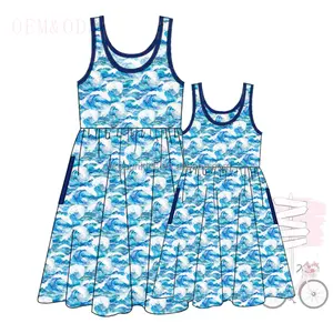 New arrival Mommy and me dresses beach girls summer dress sexy women dress