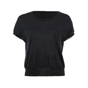 महिलाओं लघु आस्तीन बुना हुआ स्वेटर 2023 नई शैली दौर गर्दन पतली टी शर्ट JINDOU फैशन स्वेटर स्वेटर कस्टम