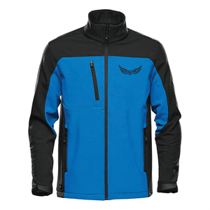 Veste polaire homme bleu et noir à blocs de couleur, col montant, fermeture éclair intégrale, coupe-vent, style sportif, pour l'automne - Product Image 1