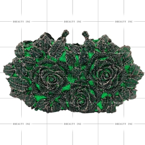 Women Luxury 3D Floral Rhinestone <b>Clutch</b> Evening Bag Gold Chain Strap Sparkling Rose Crystal Handbag for Night Out - Product Image 6