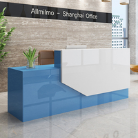 QT299-Comptoir de Réception Moderne de Luxe avec Logo Personnalisable, MDF et Pierre Rose Artificielle pour Bureau, Supermarché, Bâtiment, Salon, Magasin