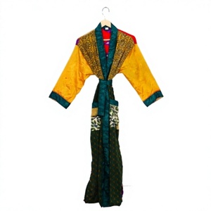Kimono Japonés de Seda de Lujo Vintage para Mujer, Ligero, Suave, Térmico, para Verano, Playa, Fiesta, Diseño de Patchwork - Product Image 1
