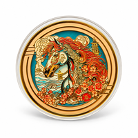 Pièce de monnaie du zodiaque chinois 2026, motif d'animaux folkloriques, en fer plaqué or, avec étui