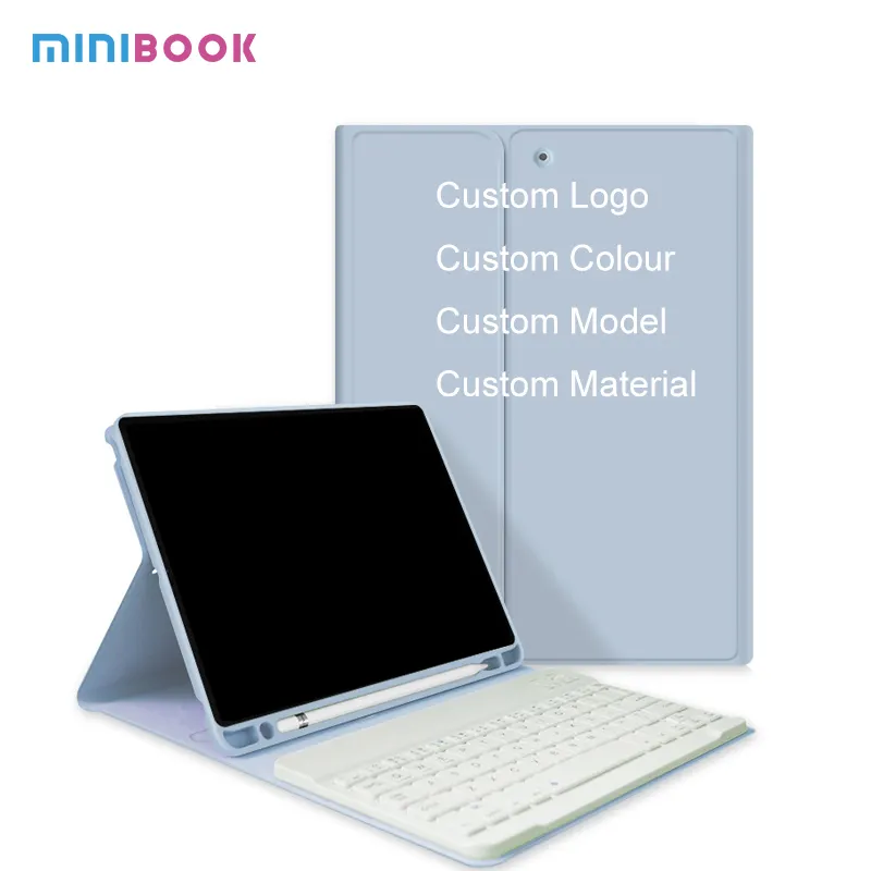 Minibook New desgin Magnetic Trifold Stand Magnetic flip tablet case For Ipad with pen slot and keyboard
