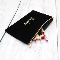 Pochette personnalisée OEM, sac de maquillage, fermeture à glissière, sac cosmétique professionnel de voyage, noir avec logo brodé