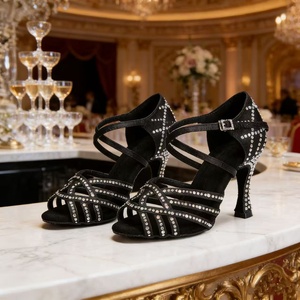 Women <strong>Red</strong> Strap Satin Latin <strong>Shoes</strong> Rhinestone Ballroom Salsa Practice Performance Party Sandals Swing Dance <strong>Shoes</strong> Footwear - Product Image 2