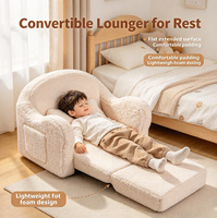 Canapé de lecture doux pour tout-petits, fauteuil moderne pour enfants, dossier incurvé, siège large, poche latérale, intérieur