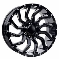 Jantes tout-terrain en alliage Flow Forming 17, 18, 20 pouces pour Jeep Wrangler et Bronco, finition noir brillant, turbine argentée, rebord profond, jantes 4x4