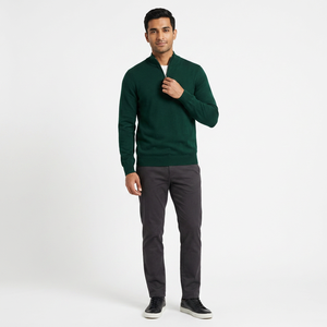 Pull à Capuche Homme en Coton 100% à Col Montant et Demi-Zip, Coupe Droite, Style Streetwear, Hiver, Service OEM, Vente en Gros - Product Image 1