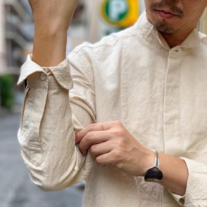 <span class=keywords><strong>Camisa</strong></span> de Hombre 2026, <span class=keywords><strong>Nueva</strong></span>, Elegante, de Lino y Algodón, Manga Larga, Cuello Alto, Color Sólido, ODM y OEM - Product Image 3